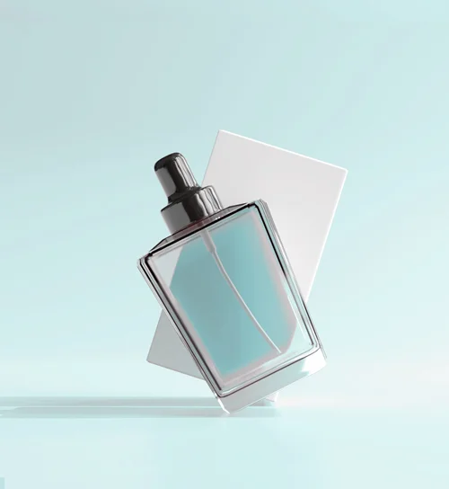 Flacon de parfum modern pentru parfumuri de la NATU Laboratories, prezentat cu un design elegant și minimalist.